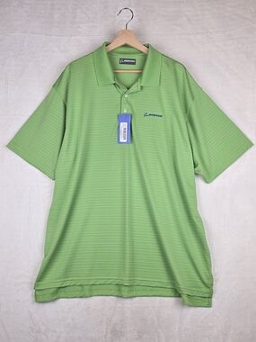 Boeing Signature Tech Polo Mens 2X Green Texture Stripe NWT Corporate Golf